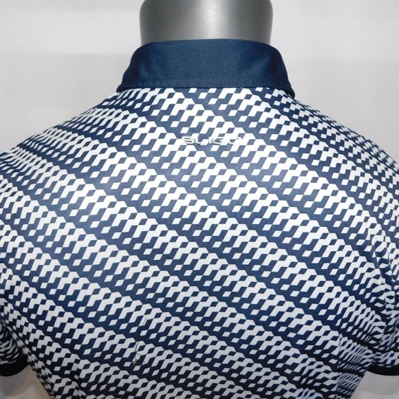 SLIGO Mens M Blue White Pattern Golf Polo Shirt - Picture 4 of 9